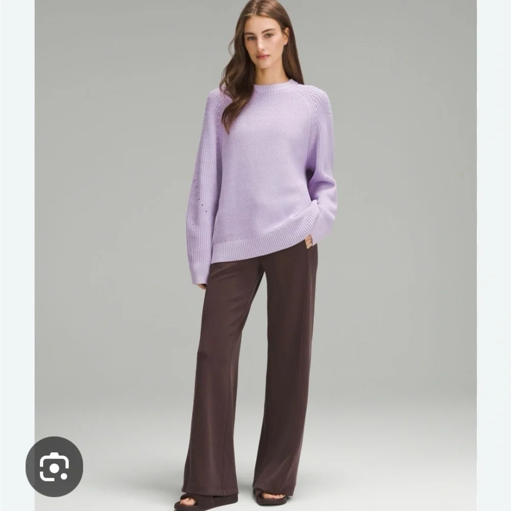 Lululemon Reversible Double Knit Crewneck Sweater Merino Wool purple Women 8 - Picture 2 of 4